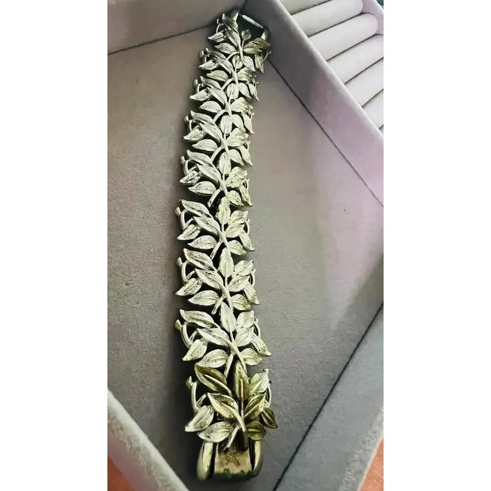 Vintage Coro Silver-Tone Leaf Bracelet